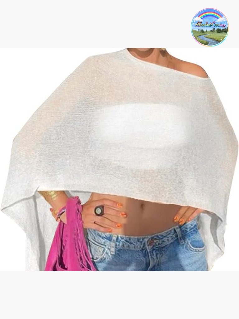 Off The Shoulder Sheer Crochet Poncho Vacation Top Beach Cover Up